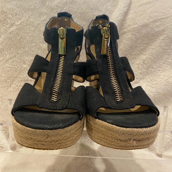 MICHAEL Michael Kors Berkley Canvas Zipper Wedge Platform Sandals Black 5.5 EUC - Picture 6 of 15